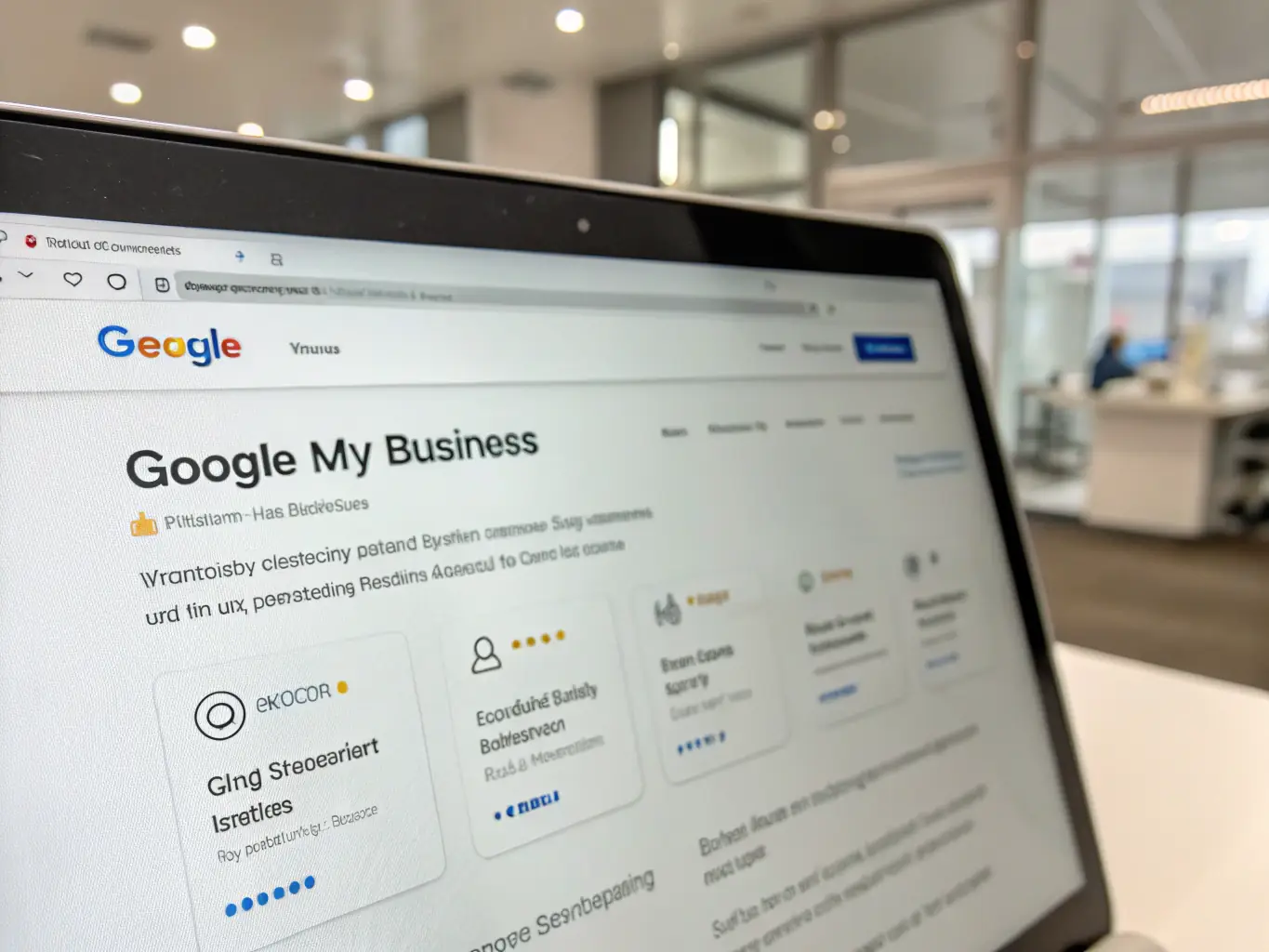 A screenshot of a well-optimized Google My Business profile with positive reviews and updated information, showcasing StayFound Optimized's Google Profile Management service.