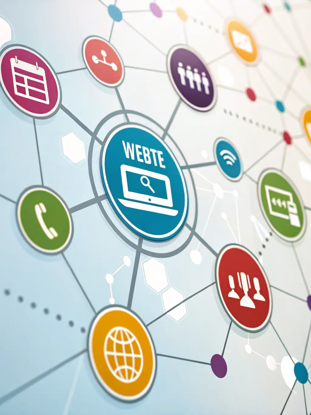 A visual representation of a network of online citations, showing consistent business information across various directories, illustrating StayFound Optimized's citation building service.