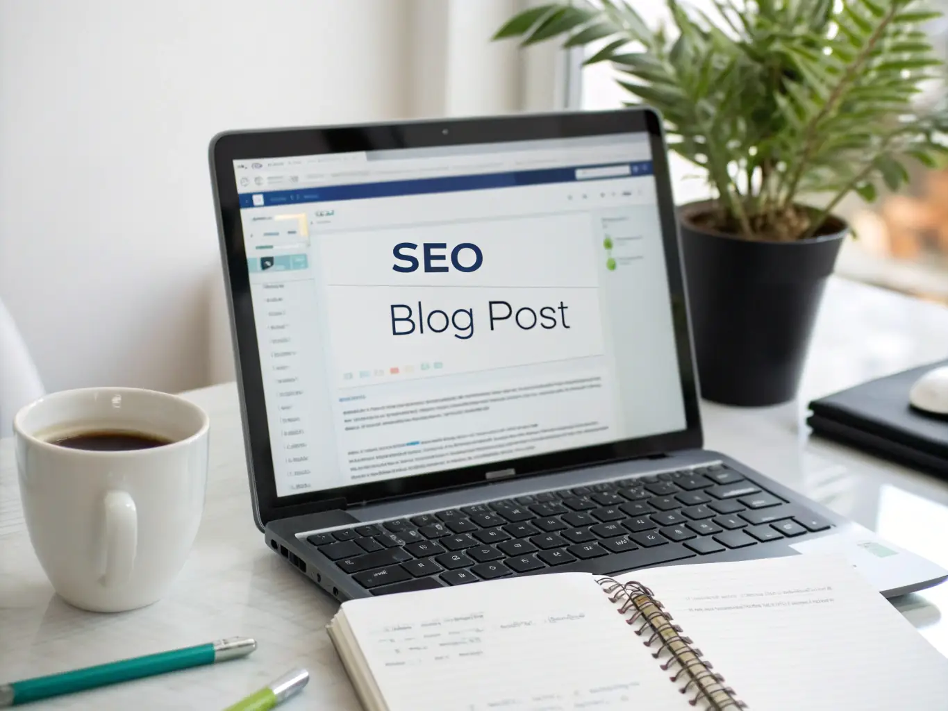 A visually appealing image representing content optimization, featuring elements like keywords, engaging text, and a user-friendly interface. The image should emphasize the importance of relevant and high-quality content.